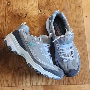 Skechers Gray & Light Pink Memory Foam Sneakers